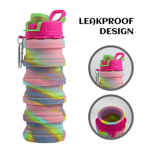 Foldable water bottle in BPA FREE food-grade silicone
