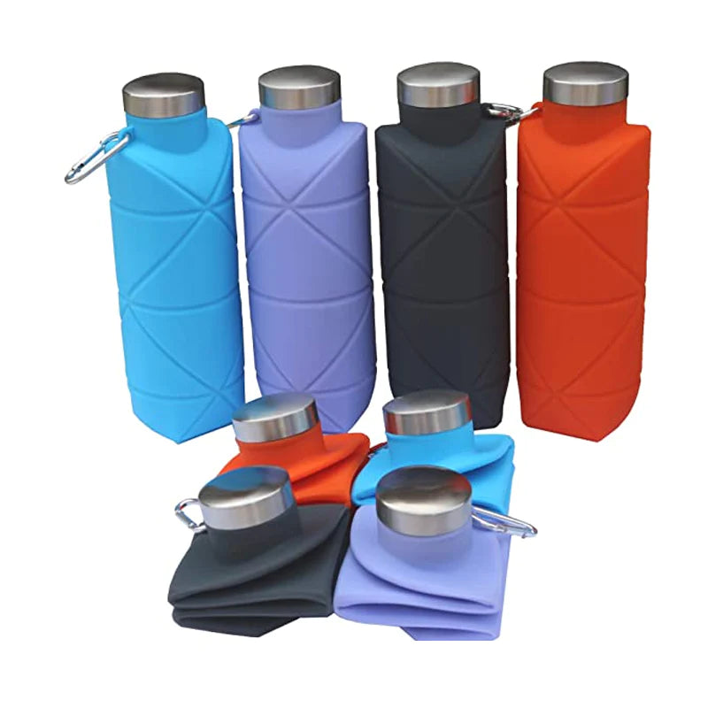 BPA free food grade silicone collapsible water bottle, eco friendly is ideal for sports, hiking, travel, office, school and camping...